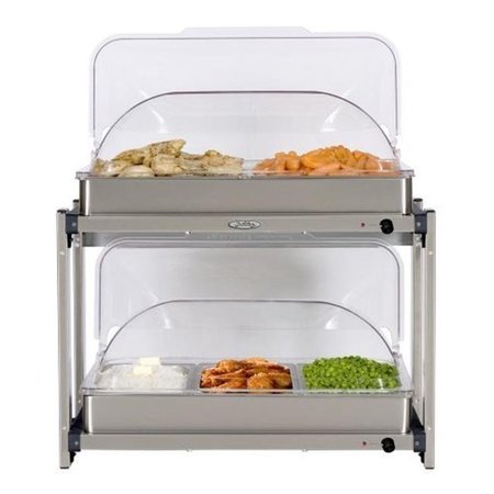 BROILKING / CADCO BroilKing MLB-25RT Professional Multi-Level Buffet Server with Stainless Base & Rolltop Lids MLB-25RT